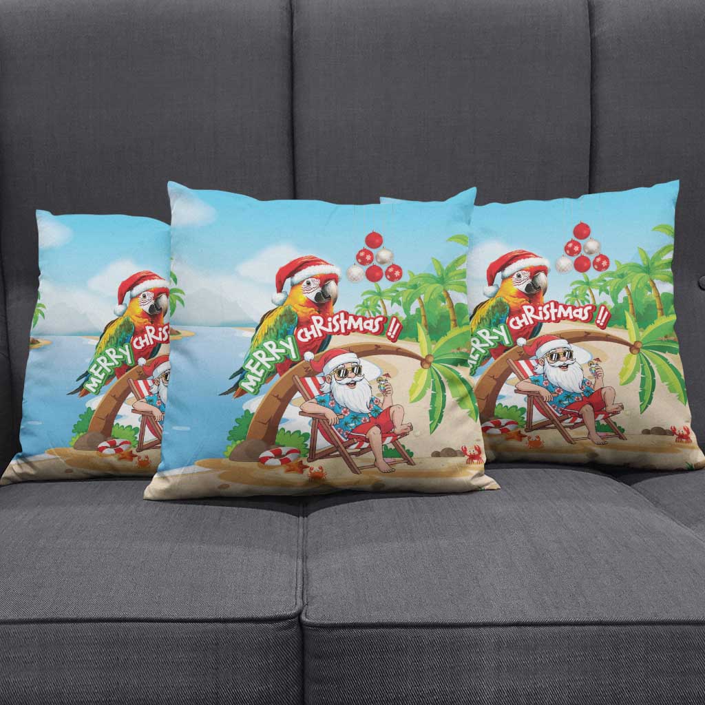 Hawaii Santa Parrot Christmas Pillow Cover Summer Vibe - Wonder Print Shop