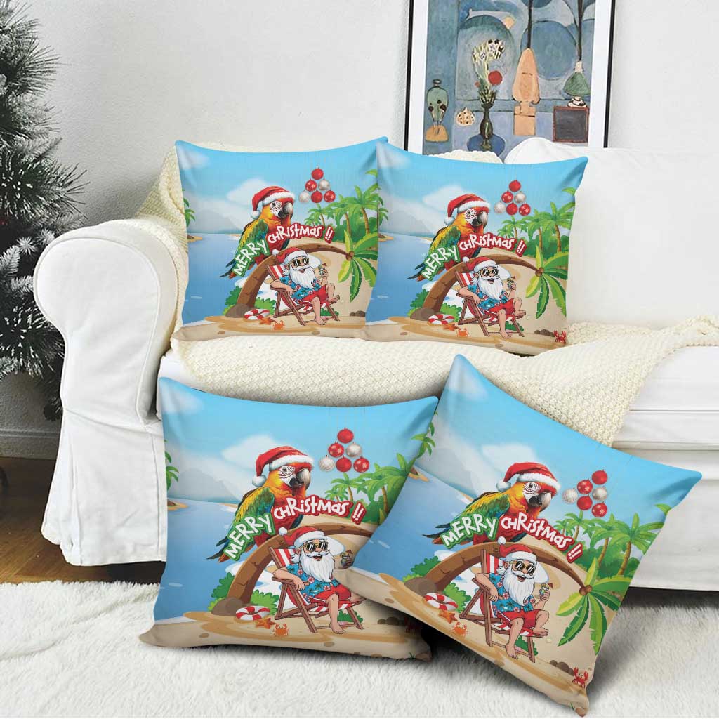 Hawaii Santa Parrot Christmas Pillow Cover Summer Vibe - Wonder Print Shop