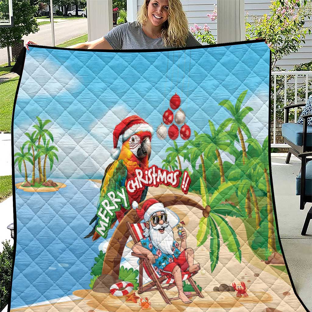 Hawaii Santa Parrot Christmas Quilt Summer Vibe - Wonder Print Shop