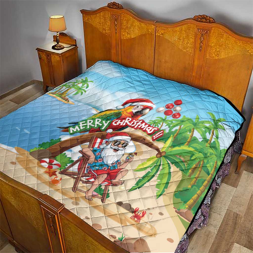 Hawaii Santa Parrot Christmas Quilt Summer Vibe - Wonder Print Shop