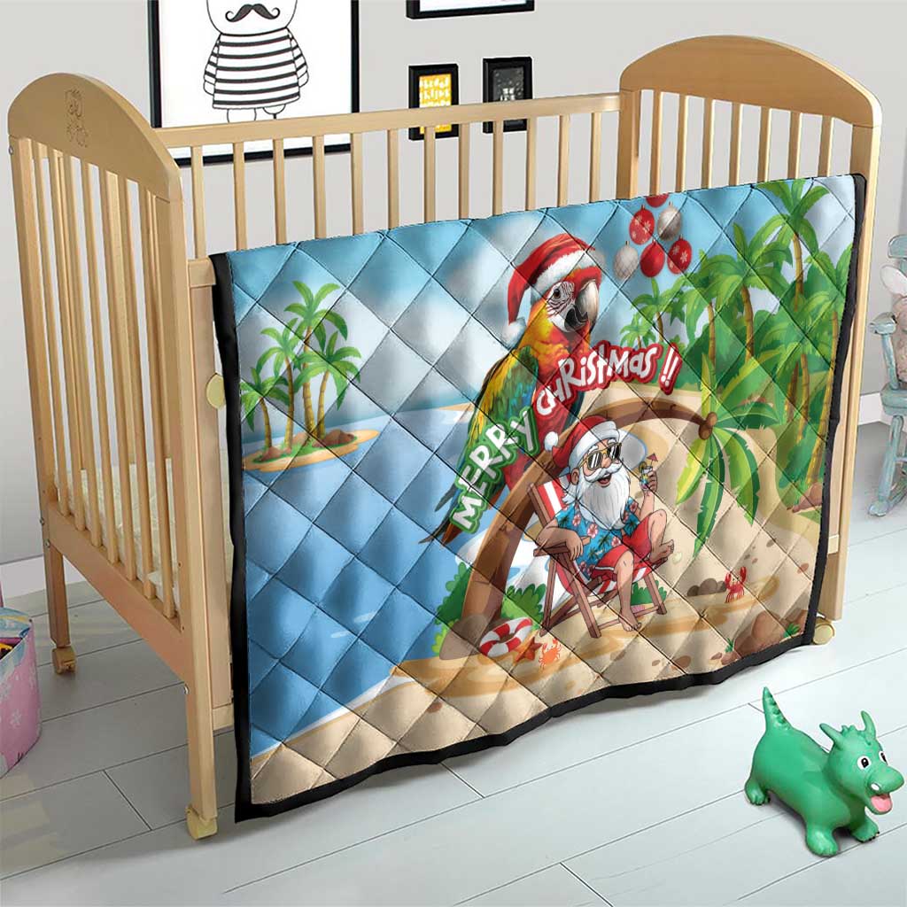 Hawaii Santa Parrot Christmas Quilt Summer Vibe - Wonder Print Shop