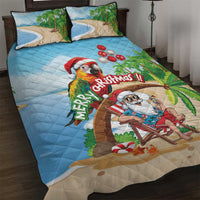 Hawaii Santa Parrot Christmas Quilt Bed Set Summer Vibe - Wonder Print Shop