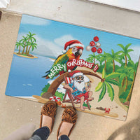 Hawaii Santa Parrot Christmas Rubber Doormat Summer Vibe - Wonder Print Shop