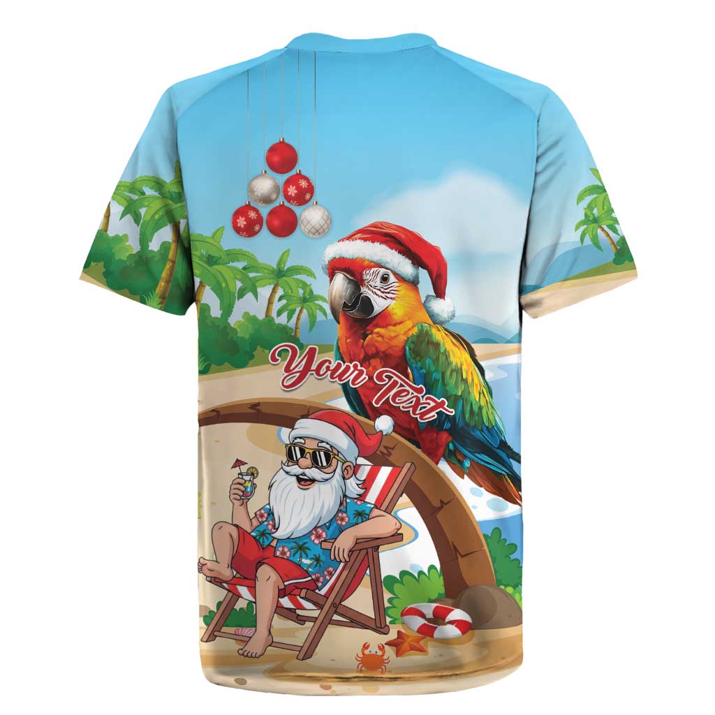 Personalized Hawaii Santa Parrot Christmas Rugby Jersey Summer Vibe - Wonder Print Shop