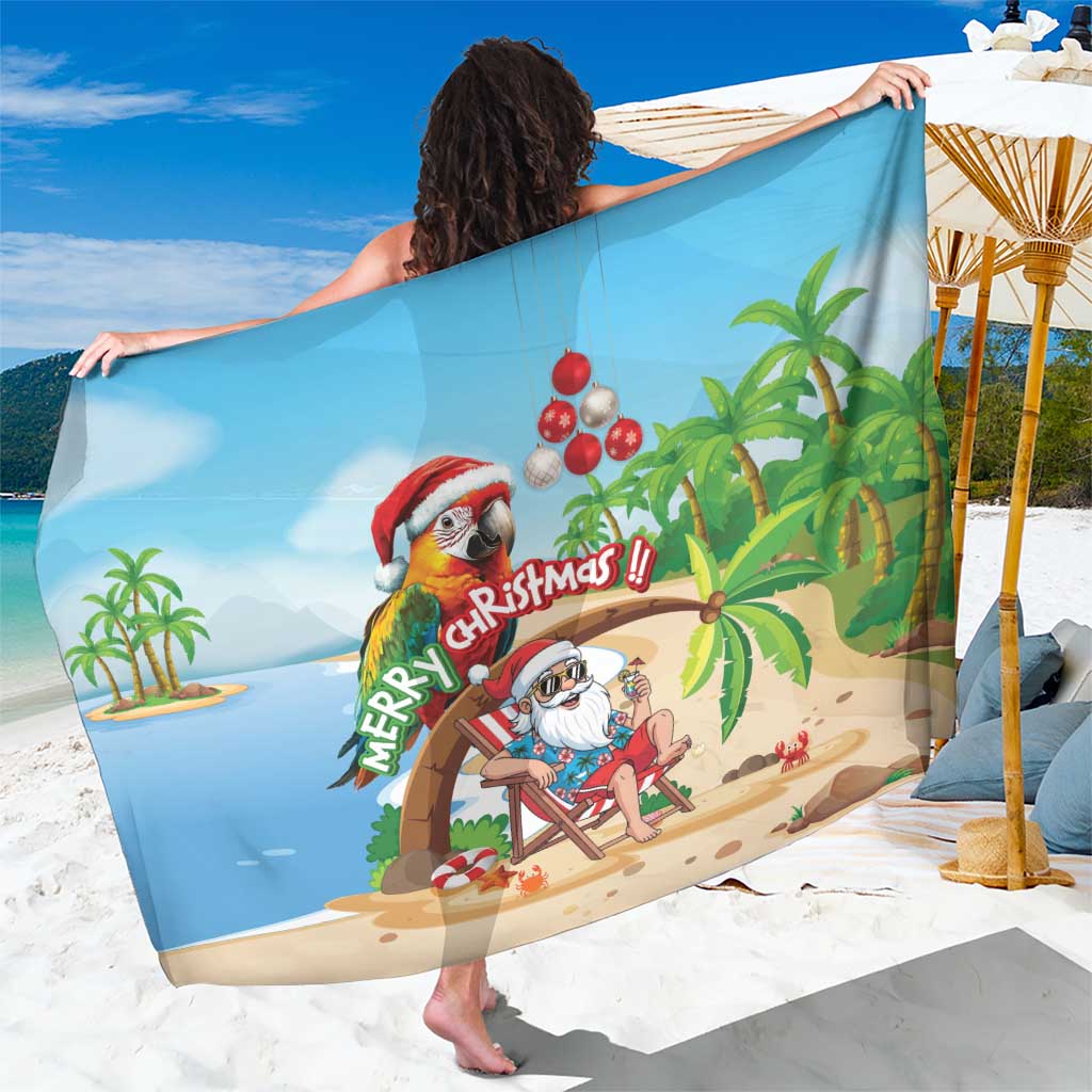 Hawaii Santa Parrot Christmas Sarong Summer Vibe - Wonder Print Shop