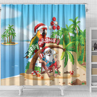 Hawaii Santa Parrot Christmas Shower Curtain Summer Vibe - Wonder Print Shop