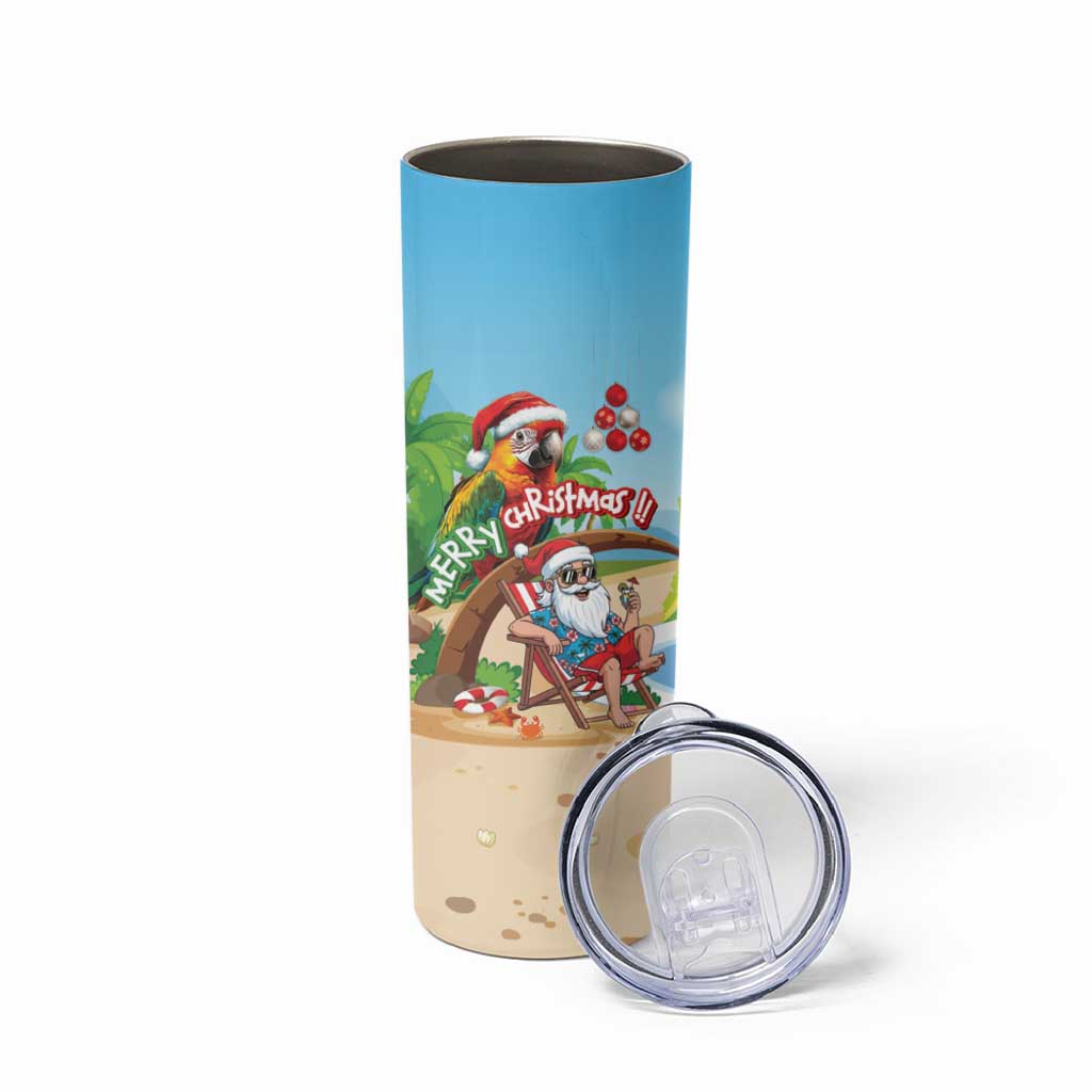 Personalized Hawaii Santa Parrot Christmas Skinny Tumbler Summer Vibe - Wonder Print Shop