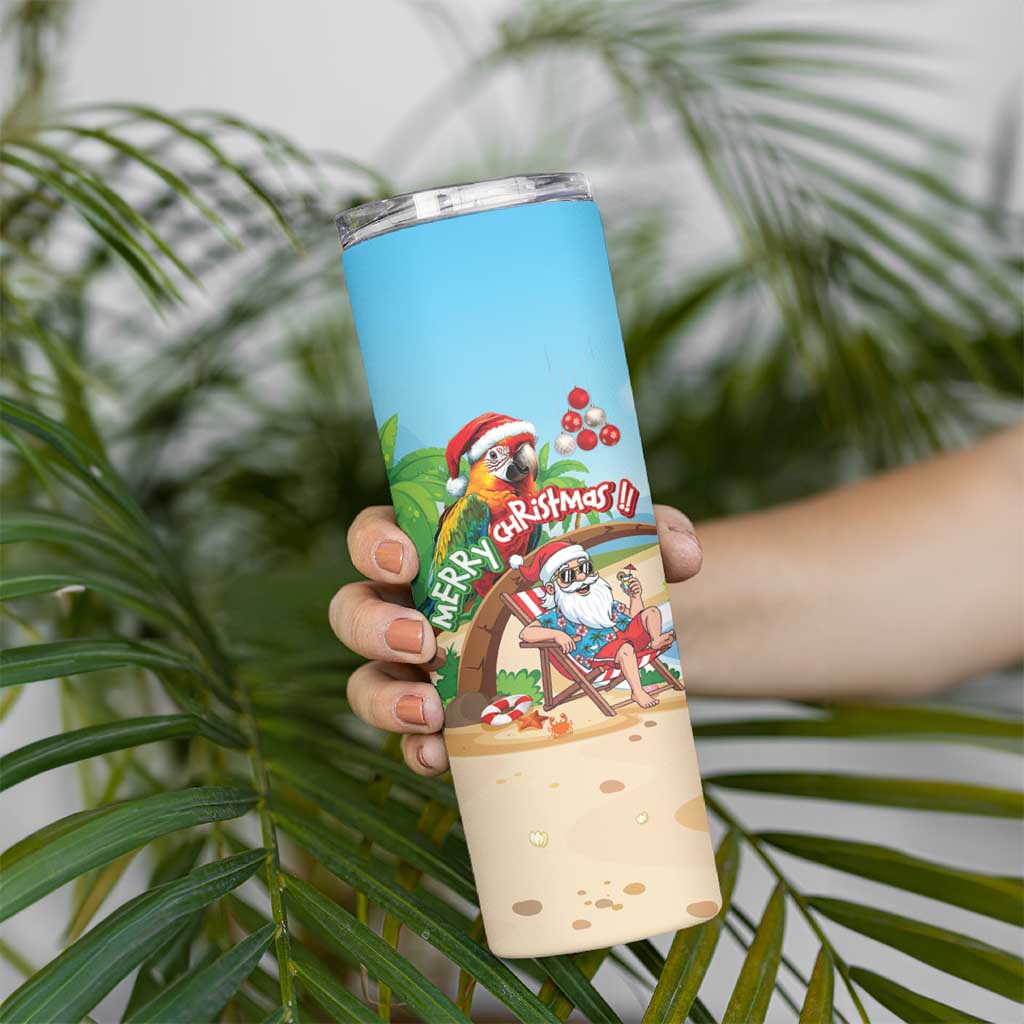 Personalized Hawaii Santa Parrot Christmas Skinny Tumbler Summer Vibe - Wonder Print Shop