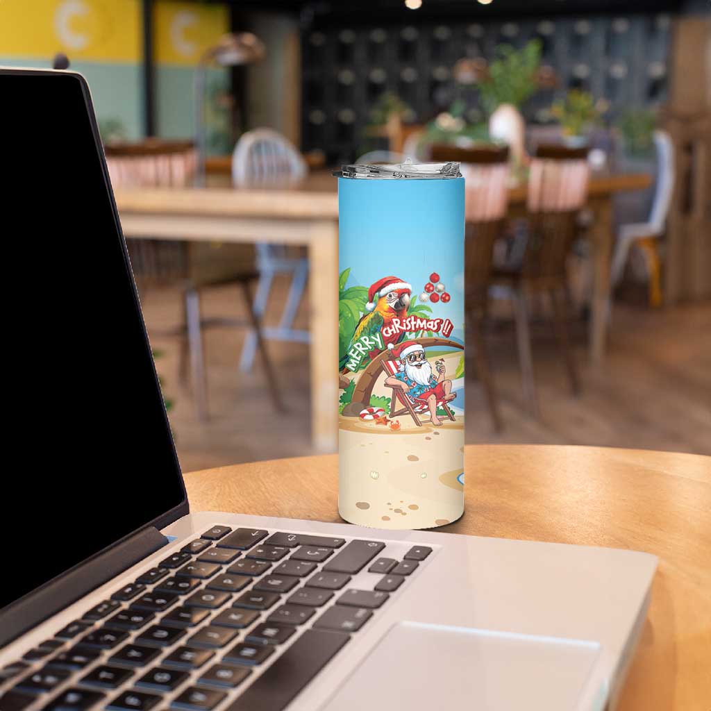 Personalized Hawaii Santa Parrot Christmas Skinny Tumbler Summer Vibe - Wonder Print Shop