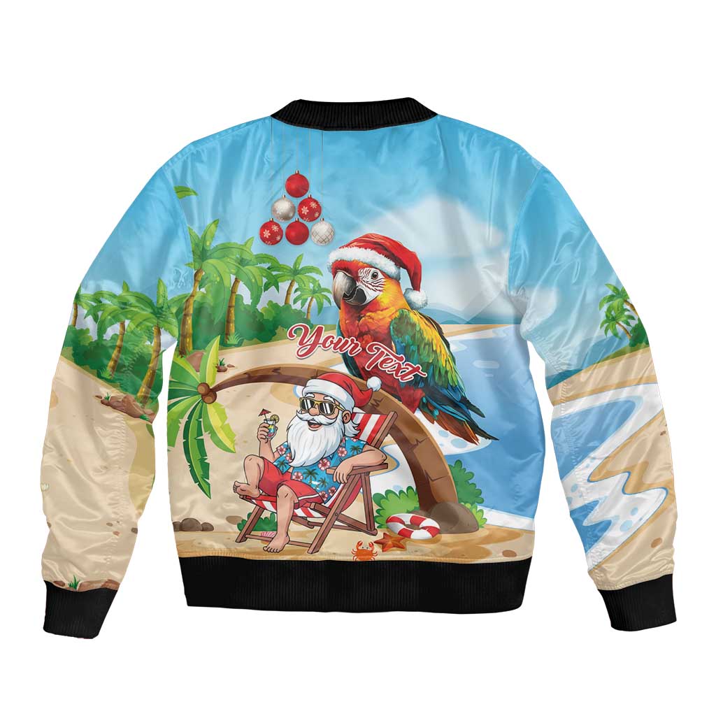 Personalized Hawaii Santa Parrot Christmas Sleeve Zip Bomber Jacket Summer Vibe - Wonder Print Shop