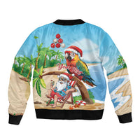 Personalized Hawaii Santa Parrot Christmas Sleeve Zip Bomber Jacket Summer Vibe - Wonder Print Shop
