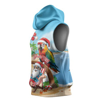 Personalized Hawaii Santa Parrot Christmas Sleeveless Hoodie Summer Vibe - Wonder Print Shop