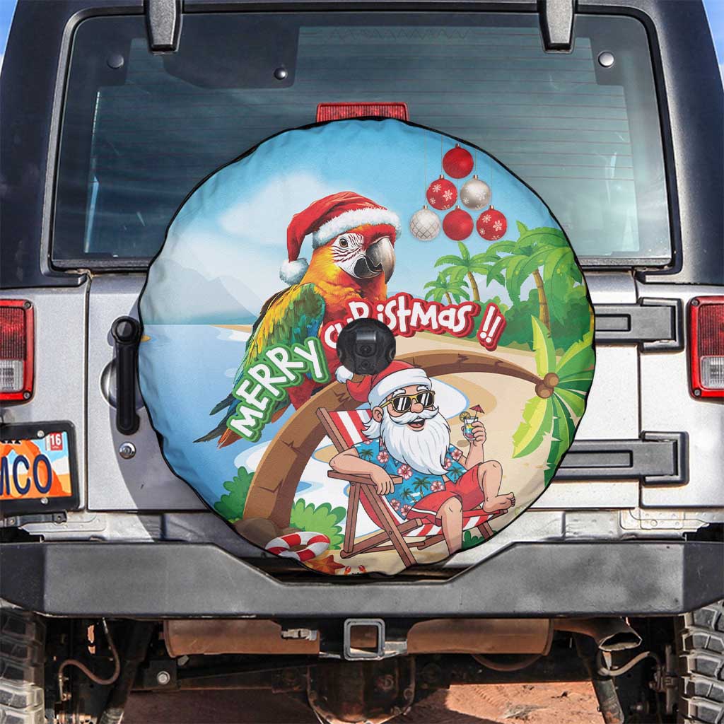 Hawaii Santa Parrot Christmas Spare Tire Cover Summer Vibe - Wonder Print Shop
