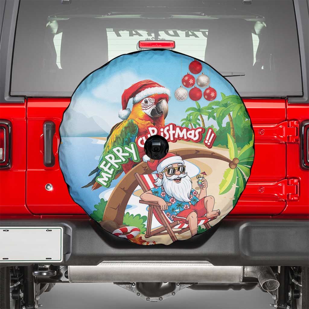 Hawaii Santa Parrot Christmas Spare Tire Cover Summer Vibe - Wonder Print Shop