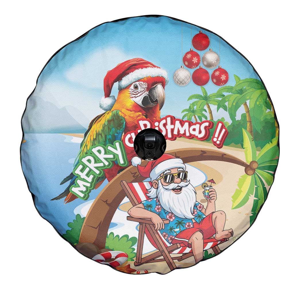 Hawaii Santa Parrot Christmas Spare Tire Cover Summer Vibe - Wonder Print Shop
