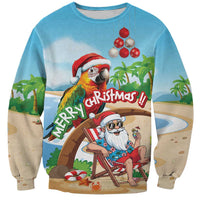 Personalized Hawaii Santa Parrot Christmas Sweatshirt Summer Vibe - Wonder Print Shop