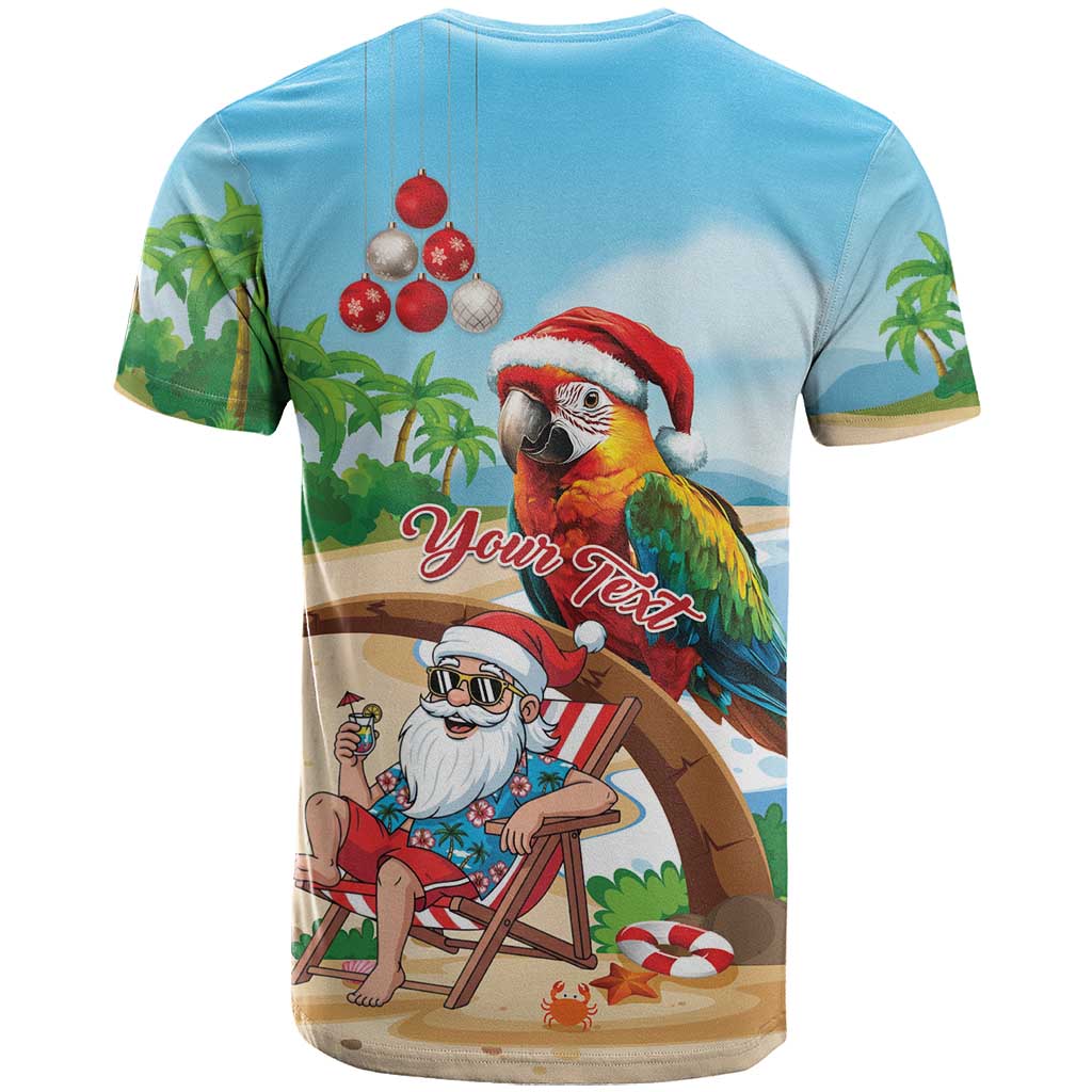 Personalized Hawaii Santa Parrot Christmas T Shirt Summer Vibe - Wonder Print Shop