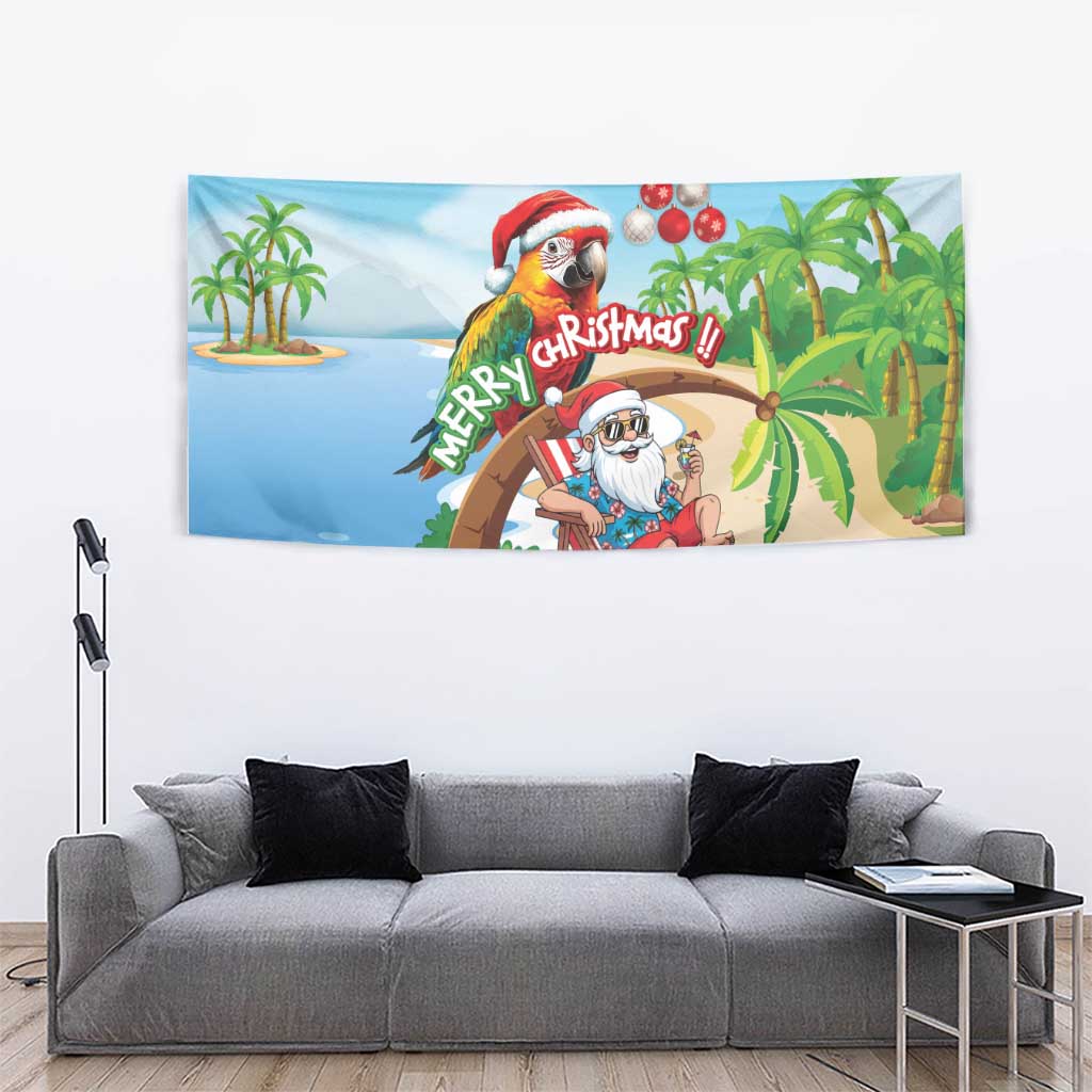 Hawaii Santa Parrot Christmas Tapestry Summer Vibe - Wonder Print Shop