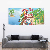 Hawaii Santa Parrot Christmas Tapestry Summer Vibe - Wonder Print Shop