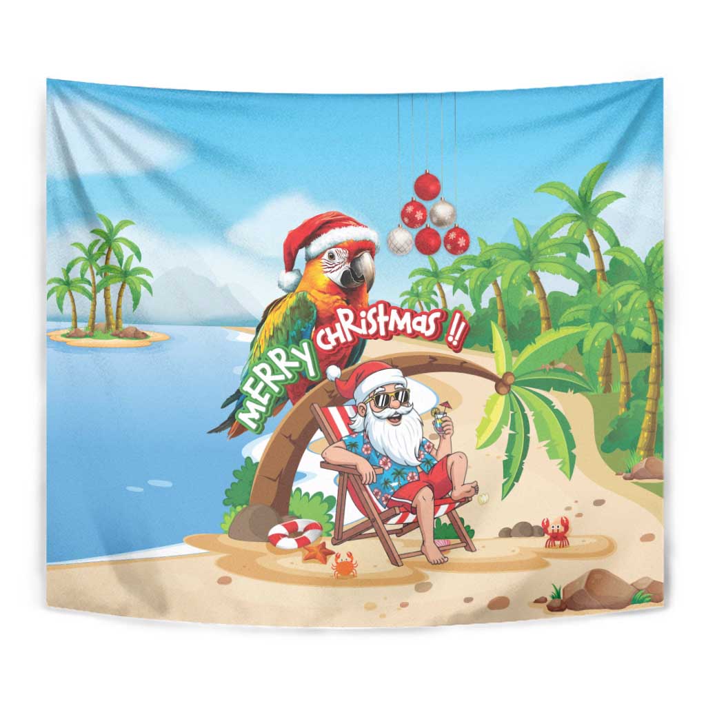 Hawaii Santa Parrot Christmas Tapestry Summer Vibe - Wonder Print Shop