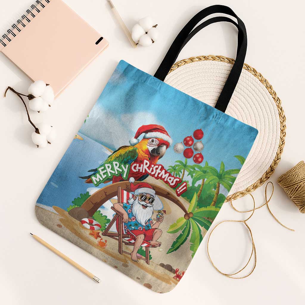 Hawaii Santa Parrot Christmas Tote Bag Summer Vibe - Wonder Print Shop