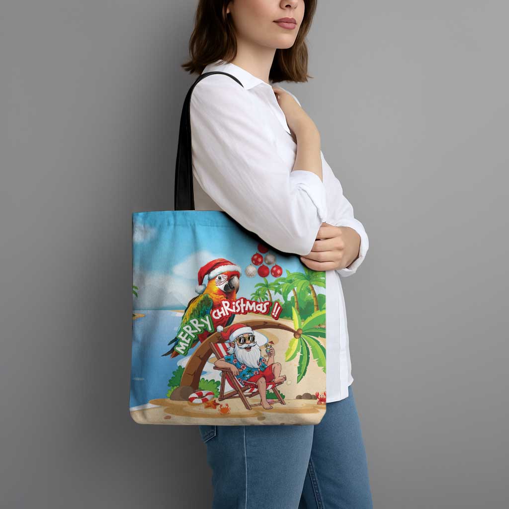 Hawaii Santa Parrot Christmas Tote Bag Summer Vibe - Wonder Print Shop