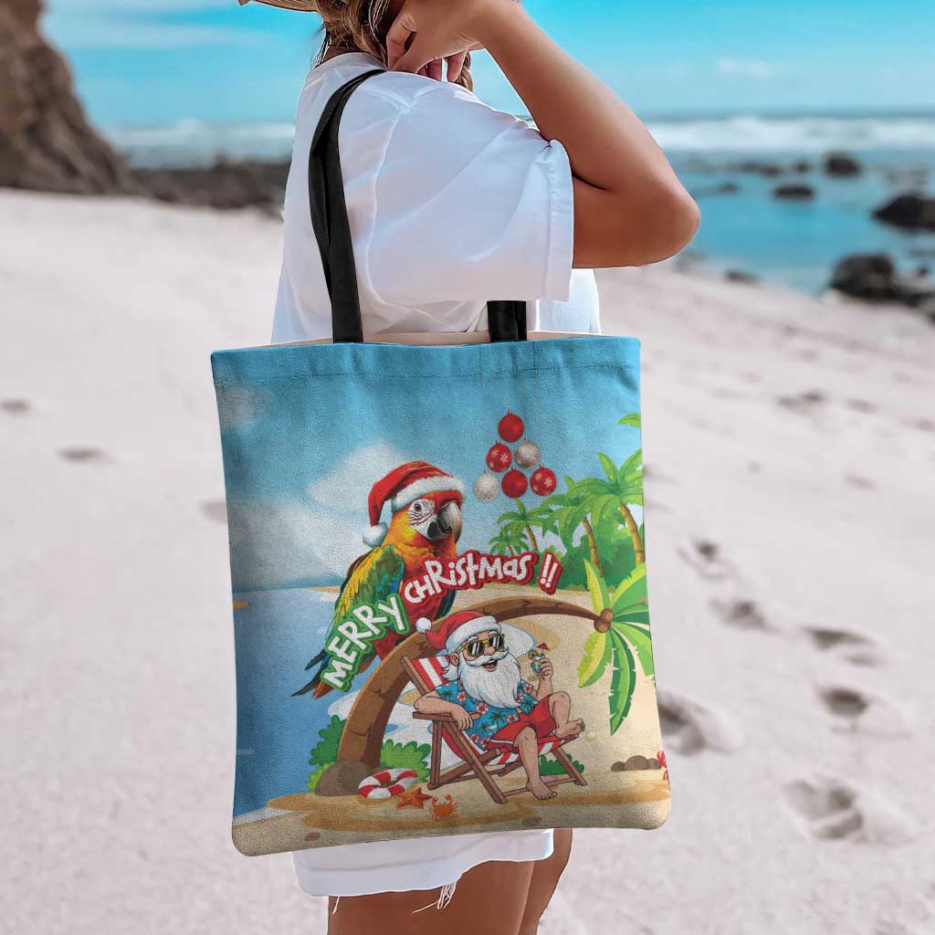 Hawaii Santa Parrot Christmas Tote Bag Summer Vibe - Wonder Print Shop