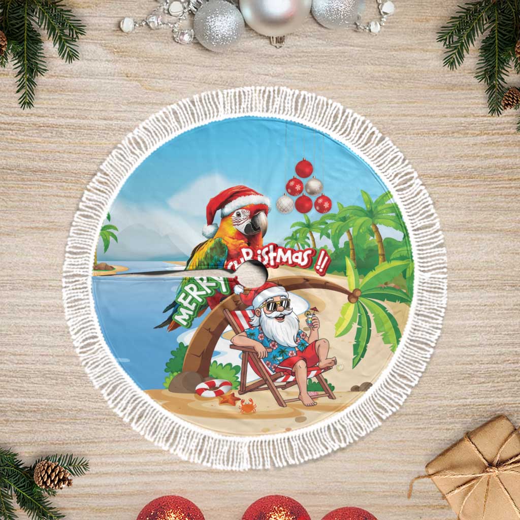 Hawaii Santa Parrot Christmas Tree Skirt Summer Vibe - Wonder Print Shop