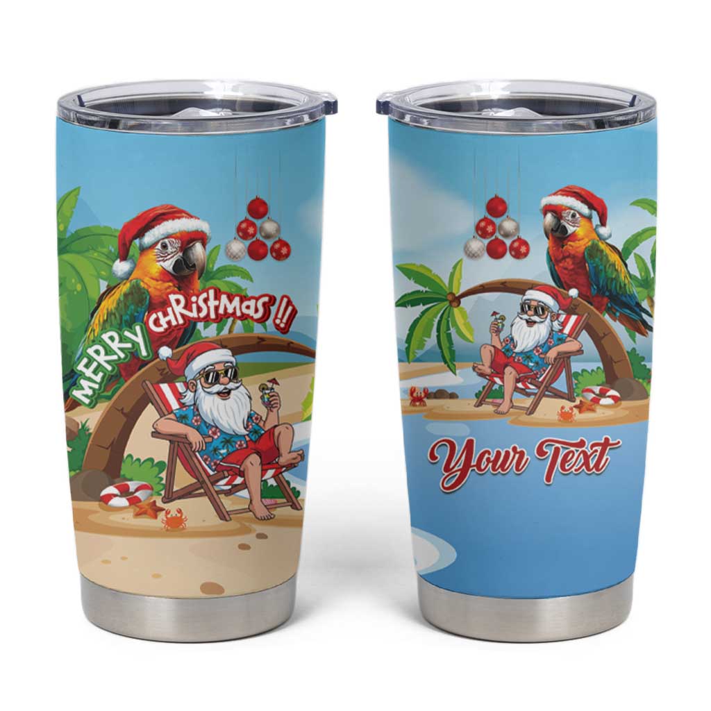 Personalized Hawaii Santa Parrot Christmas Tumbler Cup Summer Vibe - Wonder Print Shop