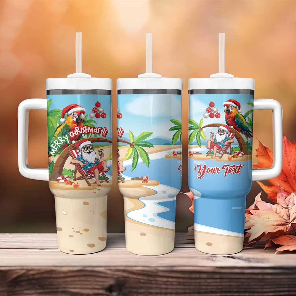 Personalized Hawaii Santa Parrot Christmas Tumbler With Handle Summer Vibe - Wonder Print Shop