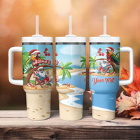 Personalized Hawaii Santa Parrot Christmas Tumbler With Handle Summer Vibe - Wonder Print Shop