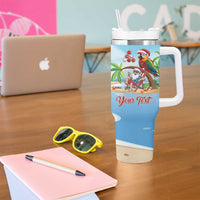 Personalized Hawaii Santa Parrot Christmas Tumbler With Handle Summer Vibe - Wonder Print Shop