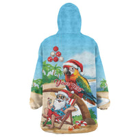 Personalized Hawaii Santa Parrot Christmas Wearable Blanket Hoodie Summer Vibe - Wonder Print Shop