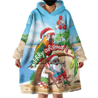 Personalized Hawaii Santa Parrot Christmas Wearable Blanket Hoodie Summer Vibe - Wonder Print Shop