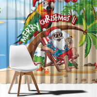 Hawaii Santa Parrot Christmas Window Curtain Summer Vibe - Wonder Print Shop