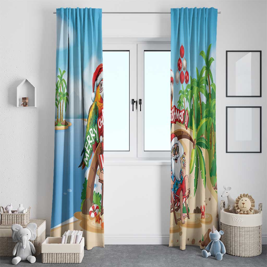 Hawaii Santa Parrot Christmas Window Curtain Summer Vibe - Wonder Print Shop