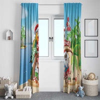 Hawaii Santa Parrot Christmas Window Curtain Summer Vibe - Wonder Print Shop
