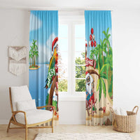 Hawaii Santa Parrot Christmas Window Curtain Summer Vibe - Wonder Print Shop