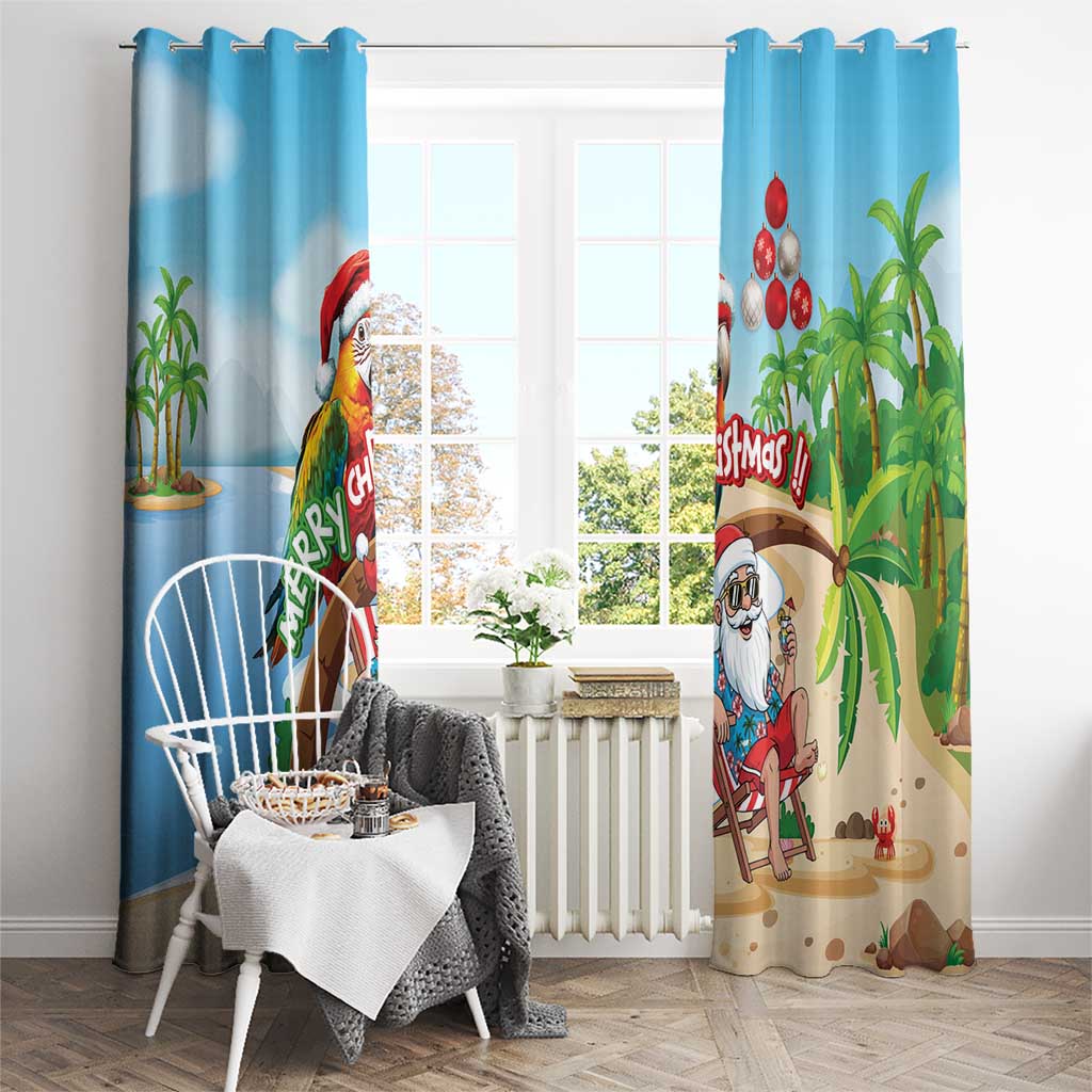 Hawaii Santa Parrot Christmas Window Curtain Summer Vibe - Wonder Print Shop