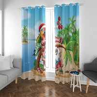 Hawaii Santa Parrot Christmas Window Curtain Summer Vibe - Wonder Print Shop