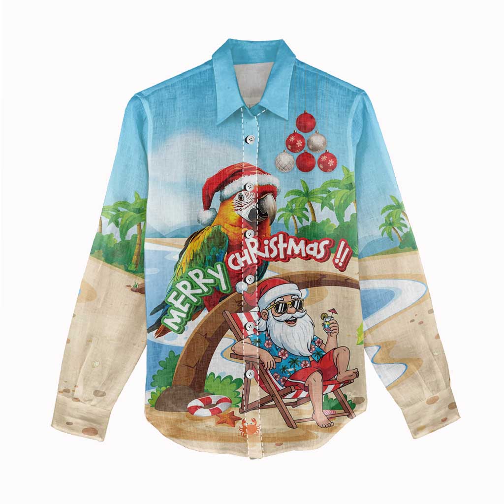 Personalized Hawaii Santa Parrot Christmas Women Casual Shirt Summer Vibe - Wonder Print Shop