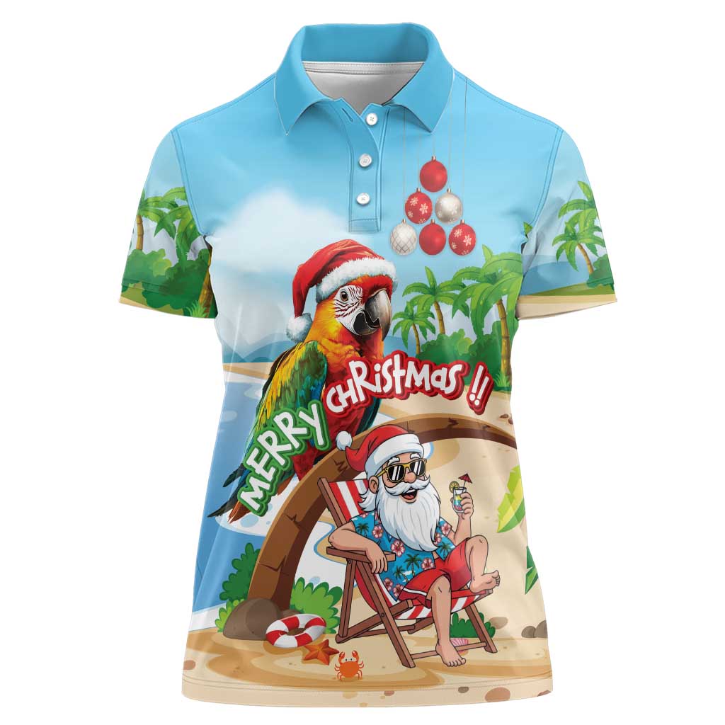 Personalized Hawaii Santa Parrot Christmas Women Polo Shirt Summer Vibe - Wonder Print Shop