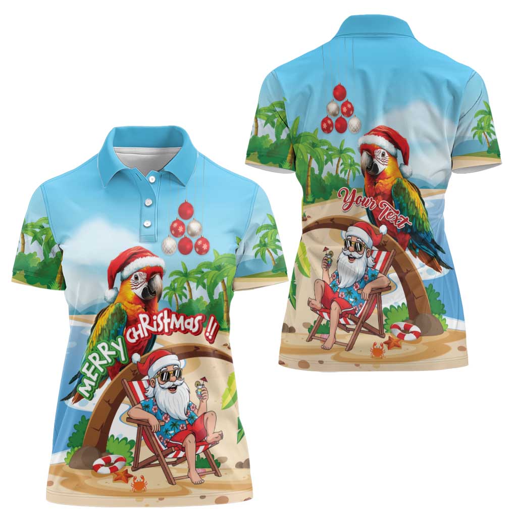Personalized Hawaii Santa Parrot Christmas Women Polo Shirt Summer Vibe - Wonder Print Shop
