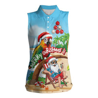 Personalized Hawaii Santa Parrot Christmas Women Sleeveless Polo Shirt Summer Vibe - Wonder Print Shop