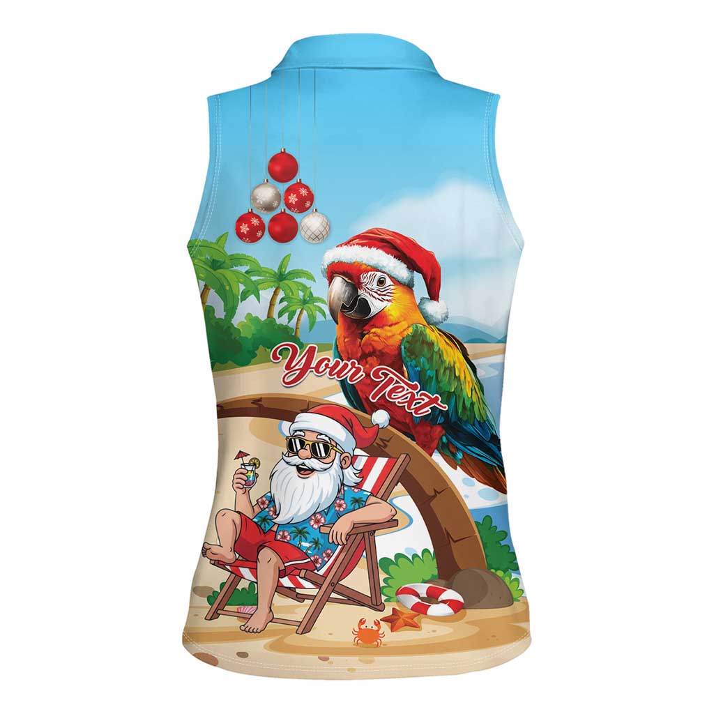 Personalized Hawaii Santa Parrot Christmas Women Sleeveless Polo Shirt Summer Vibe - Wonder Print Shop