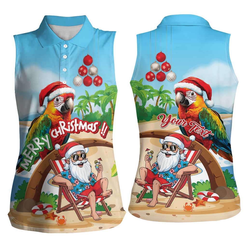 Personalized Hawaii Santa Parrot Christmas Women Sleeveless Polo Shirt Summer Vibe - Wonder Print Shop