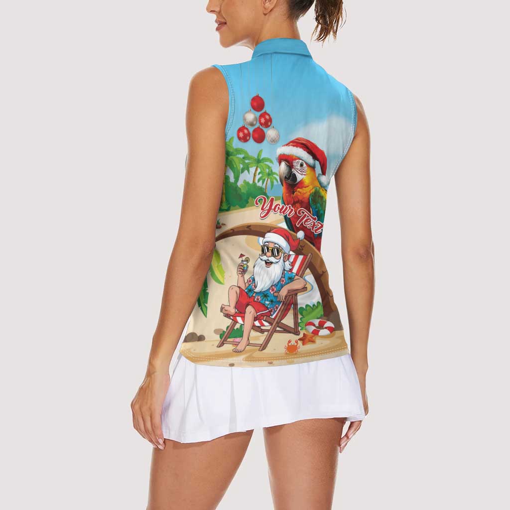 Personalized Hawaii Santa Parrot Christmas Women Sleeveless Polo Shirt Summer Vibe - Wonder Print Shop