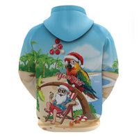 Personalized Hawaii Santa Parrot Christmas Zip Hoodie Summer Vibe - Wonder Print Shop