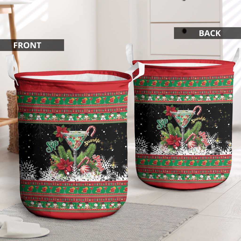 Sip Sparkle Sleigh Christmas Margarita Laundry Basket Funny Christmas Spirit - Wonder Print Shop