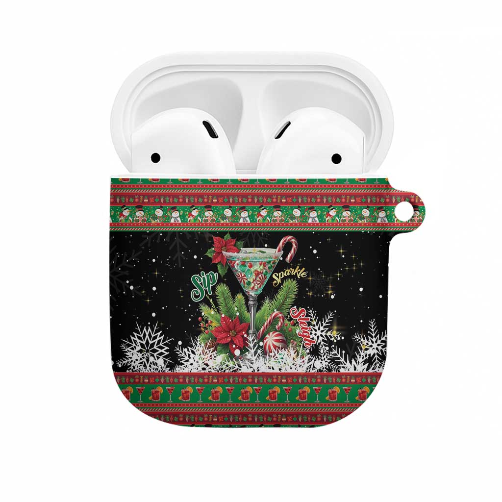 Sip Sparkle Sleigh Christmas Margarita AirPods Case Funny Christmas Spirit - Wonder Print Shop